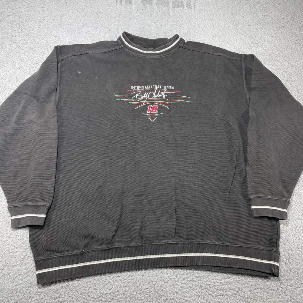 Vintage Bobby Labonte Interstate Batteries Sweatshirt Mens 2XL Black NASCAR 90s
